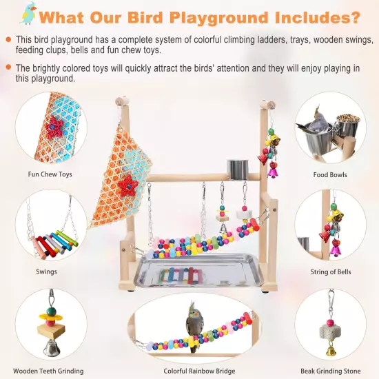 Bird Playground Parrot Playstand Toys: Bird Cage Accessories Bird Perches with R