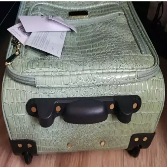 Samantha Brown Croco Embossed Spinner Luggage Travel Underseater Bag Sage Green