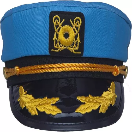 Unisex Captain Sailor Yacht Party Snapback Neon Blue Hat Cosplay Cruises New