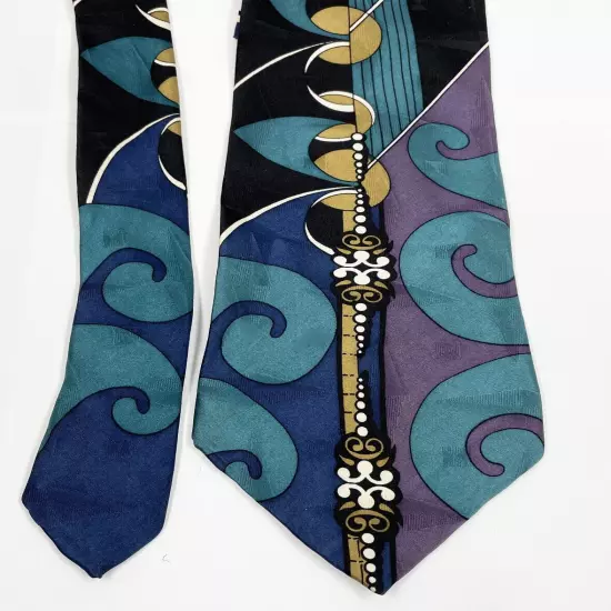 Screenplay By Martin Wong Jazz Art Deco Swing Silk Tie Men's 3.8" x 59"