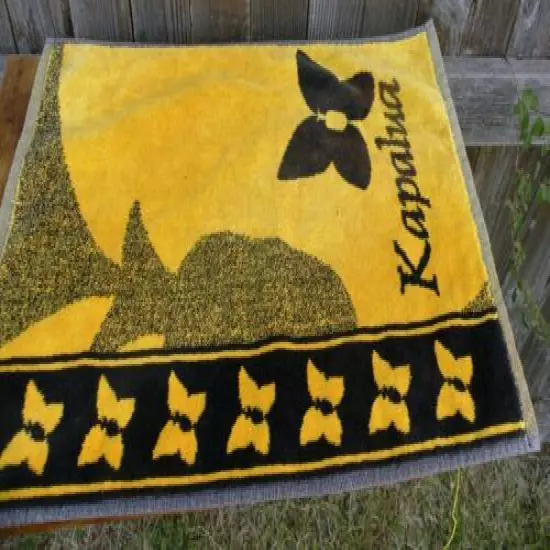 Kapalua Hawaii Golf Club 100% Cotton Black Yellow Towel w/ Clip Free Shipping US