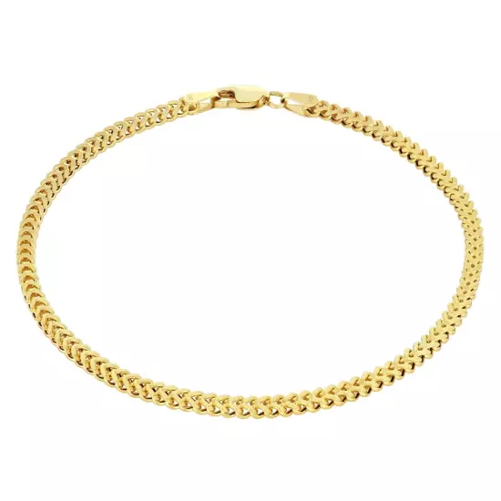 14k Yellow Gold 2mm Franco Box Bracelet Chain Mens Womens 7" 7.5" 8" 8.5" 9"