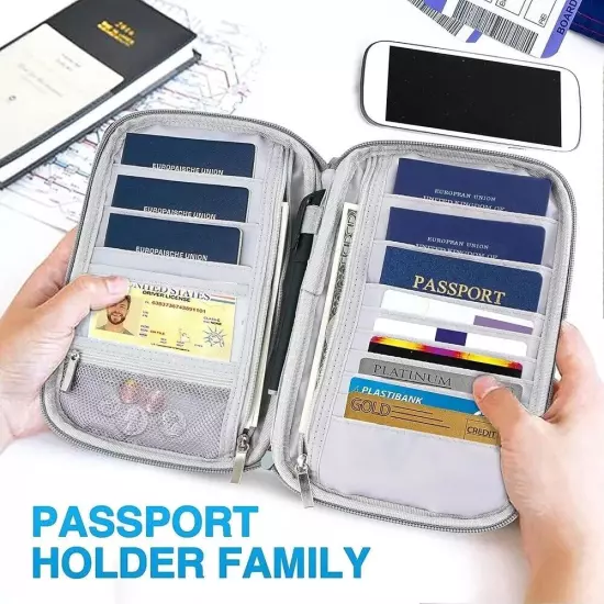 Waterproof Passport Holder Family, Travel Document Organizer Premium Wallet Case