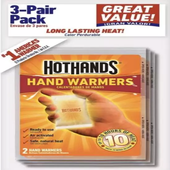 LOT OF 4 HOT HANDS HAND WARMERS GREAT VALUE BAGS (3 PAIR PACKS) FREE SHIPPING!!