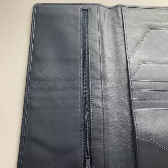 Seabourn Cruise Leather Travel Wallet Navy Passport Document Zipper Card Slot