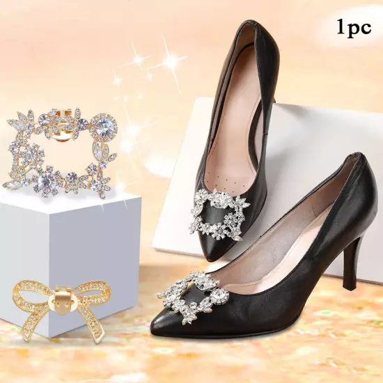 Shoe Clips Wedding Bridal Decorative Bows Pair Diamante Rhinestone Pearl Vintage