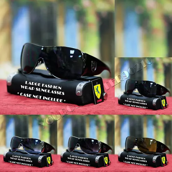 KHAN NEW MENS SHIELD SUNGLASSES DRIVING WRAPAROUND FULL SHADES BLACK 5 COLORS