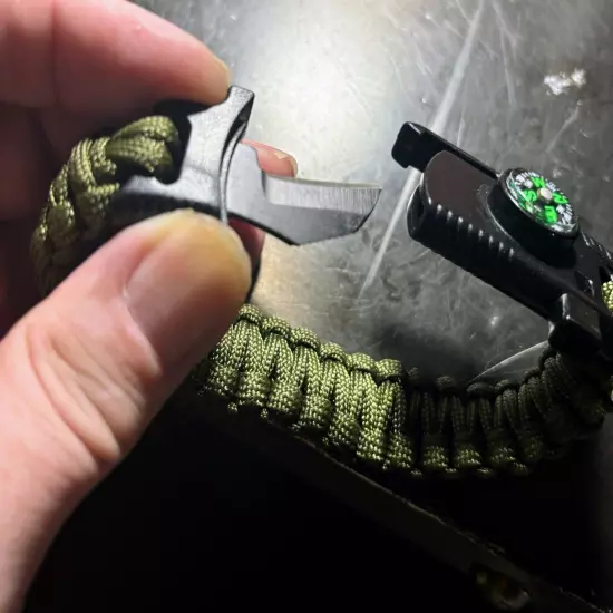 Green Cord Necklace Compass Knife