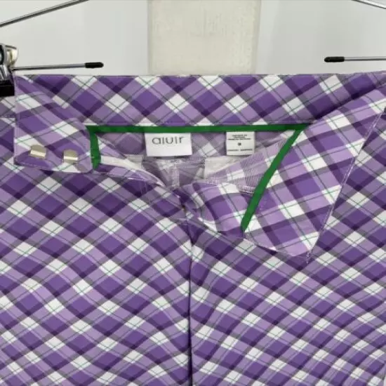 AUR Ladies Golf Shorts Size 8 Purple White Diamond Plaid