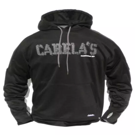 Cabela's Men's Pursuit Performance 100% DWR Waterproof Black Hunt & Fish Hoodie