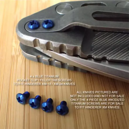 Hinderer Knife XM18 Eklipse Pocket Clip & Filler Tab 4PC Titanium Screw Set BLUE