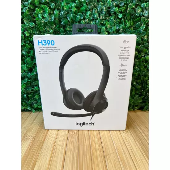 NIB Logitech H390 USB Headset ClearChat with Noise Cancelling Mic New