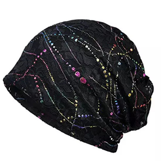 Women's Floral Lace Beanie Hat Cancer Chemo Cap Turban Multiple Colors Headwear