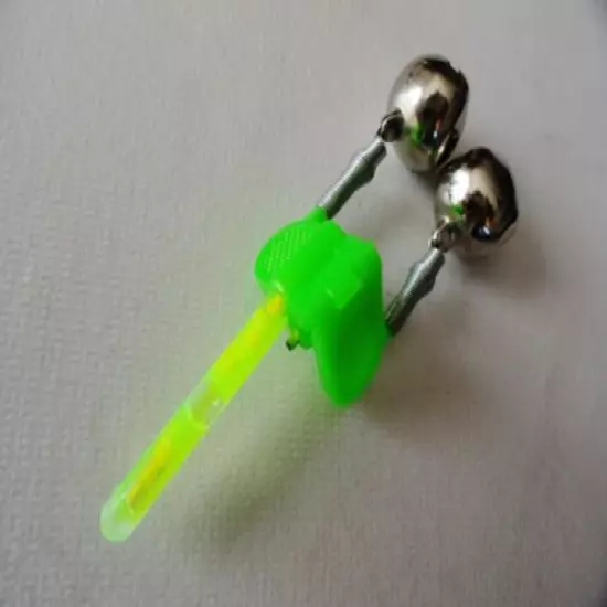 10-100 pcs Fishing Double Bells Green Clip with Holder Twin Bells 