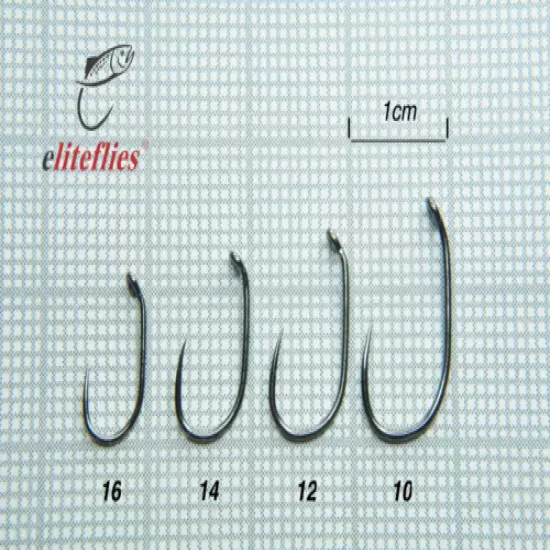 eliteflies Competition Black Nickel Barbless Blob fly hook fishing 16 14 12 10