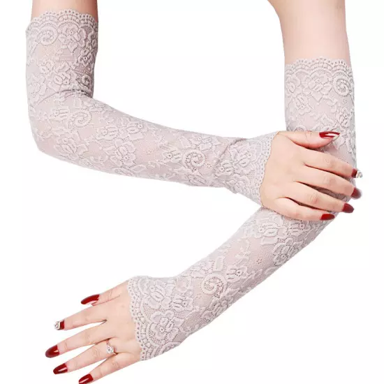 Elegant Lace Floral Gloves UV Sun Protections Fingerless Long Mitten Half Sleeve