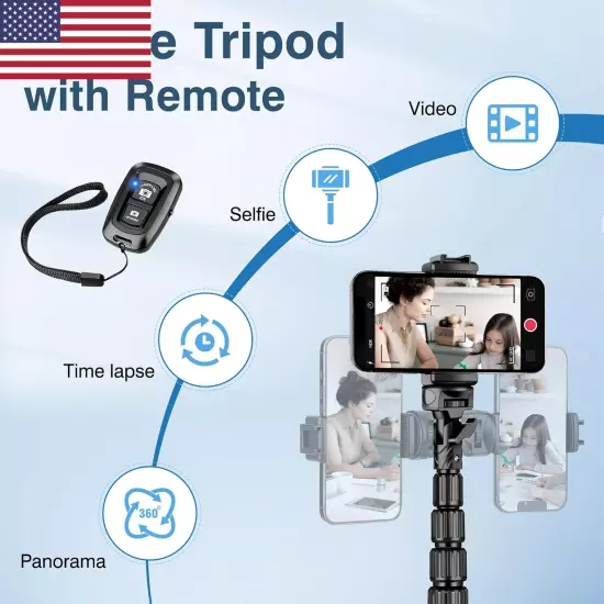 88" Tripod for Iphone, Phone Tripod with Gooseneck and Remote, Portable Cell Ph