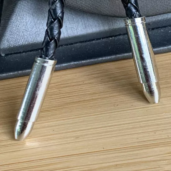 Vintage Duck Hunter Bolo Tie Pewter Unique Bullet Aglets Western Wear