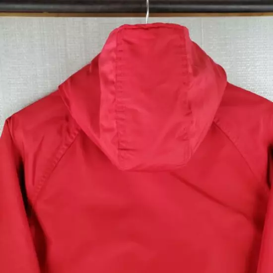 VTG WOOLRICH Size Medium Womens USA Made Red Wool Lined Hooded Field Jacket Coat