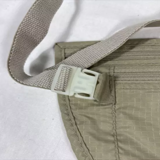 Eagle Creek Khaki Undercover Money Belt 2-zippers Elastic Adjustable Waist Band