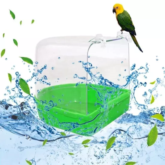 Bird Water Bath Tub To Pet Bird Cage Hanging Bowl Parrots Parakeet Birdbath