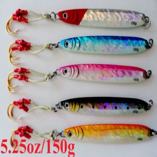  5 pcs knife jigs 5oz/150g vertical speed saltwater fishing lures -5 colors