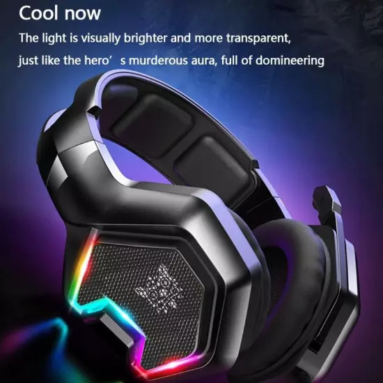 Gaming Headset with Breathing RGB LED Light Effect Headset Noise Cancel