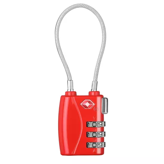 TSA Approved Cable Luggage Lock, 3 Dight Combination Padlock for Suitcases, B...