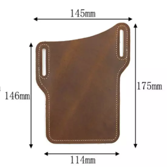 Men waist Bag belt pack outdoor phone case tool Holder Cow Leather brown H20