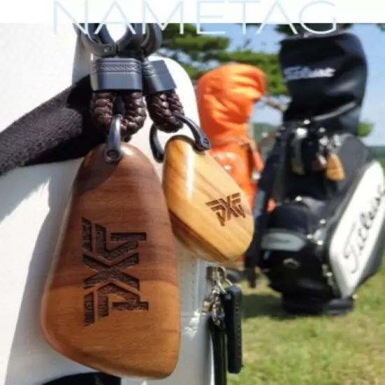 Golf bag brand laser Walnut Camphor wood name tag engraving name & phone number