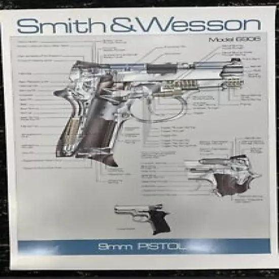 Vintage Smith & Wesson 9mm Pistol Model 6906 Poster Only