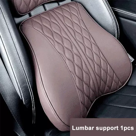 Car Leather Headrest Lumbar Support Rest Neck Pillow Back Cushion Waist Supports