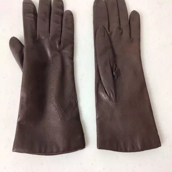 Brown Leather Driving Gloves Lined Womens 7.5