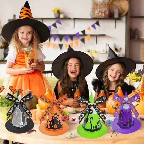 Halloween Party Favors for Kids, 24 Pack Witch Hat Shaped Treat Bags along... 