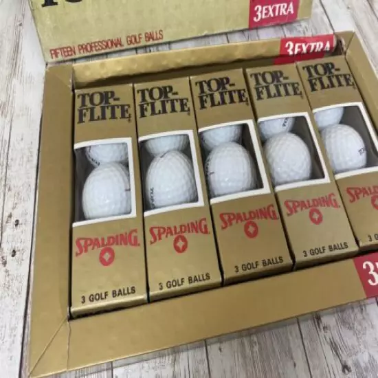 Spalding Top-flite Lively Extra Long Distance NIB VTG White Golf Balls 15 Total