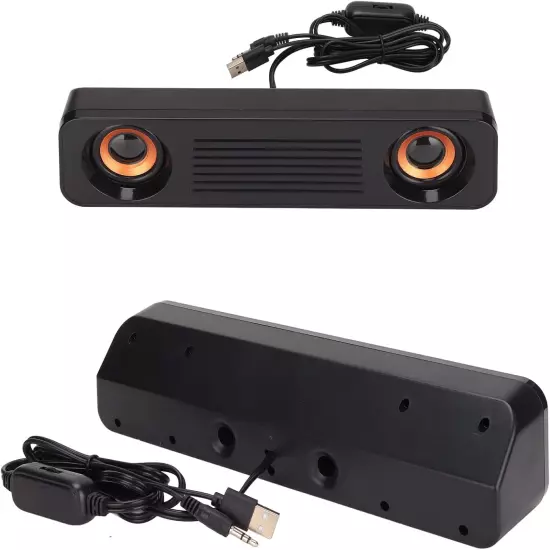 Portable Computer Speakers, Wired Speaker with Hifi Stereo Subwoofer, USB Powere