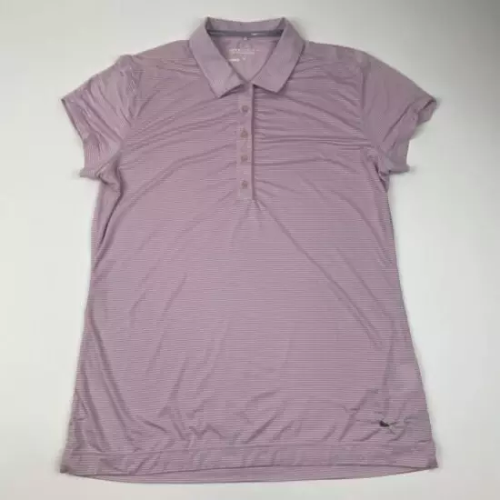 Nike Golf Polo Shirt Womens Medium Purple Stripes Short Sleeve DriFit