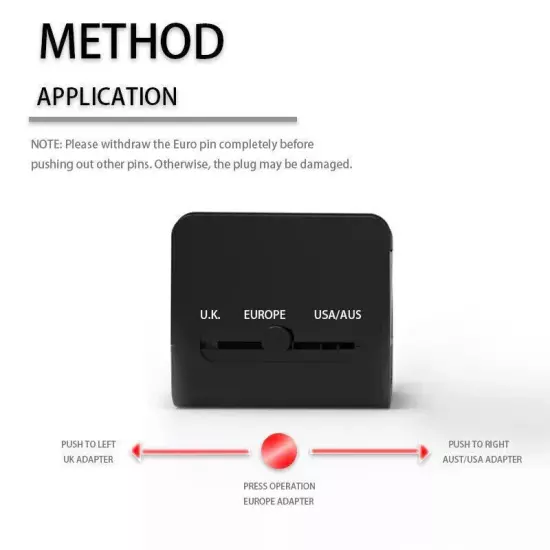 Universal Travel Adapter World Wide Use Multi Plug Charger UK EU AU US USB Ports