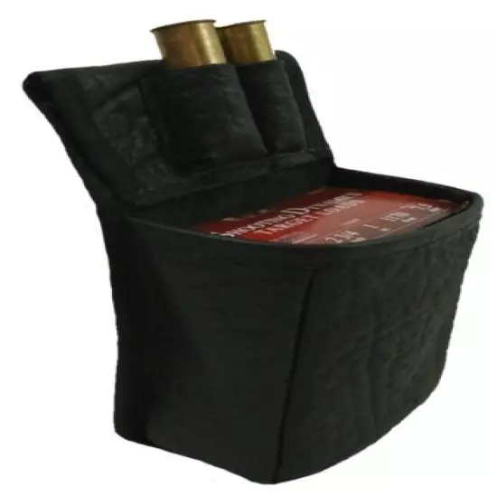 Genuine CAPE BUFFALO HIDE SHOTGUN SHELL SKEET / TRAP SHOOTING POUCH - BLACK