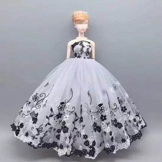 1/6 Doll Clothes Outfits Floral Lace Wedding Dress Gown 11.5" Dolls Accessories