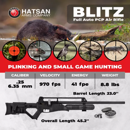 HATSAN BLITZ Full Auto PCP Pneumatic .25 Caliber Air Rifle - BRAND NEW FREE SHIP