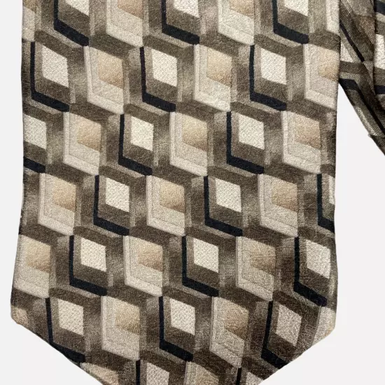 Croft & Barrow Bronze Geometric Modern art Silk Necktie Tie Men's 4" x 58"