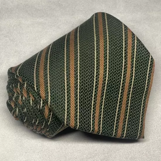 Giorgio Armani Cravatte Necktie Mens Designer 100% Silk Repp Stripe Green