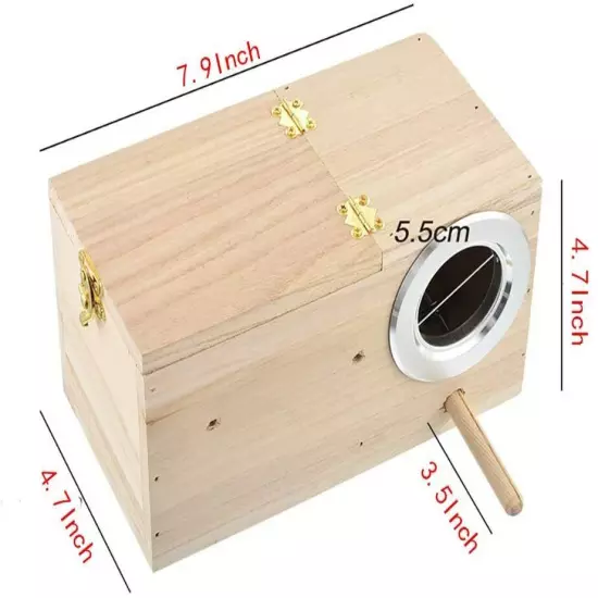 Wooden Bird Breeding Nest Box Parakeet Budgie Cockatiel Nesting Window S M L