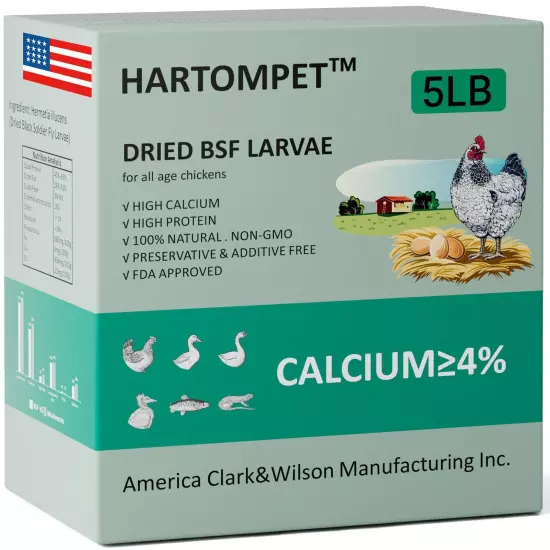 HARTOMPET Better Than Dried Mealworms for Chickens 5 lbs - 85X Calcium Than M...