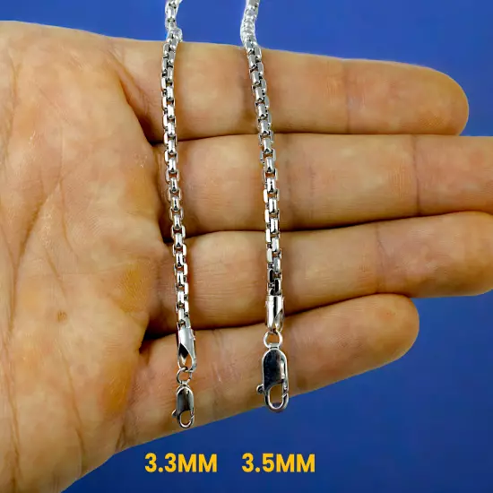 14K White Gold 1.5mm-3.5mm Franco Round Box Chain Necklace All Sizes Real