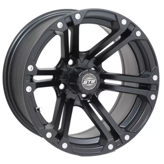 Set of 4 GTW 14" Specter Matte Black Lifted Golf Cart Wheels on 22" A/T Tires