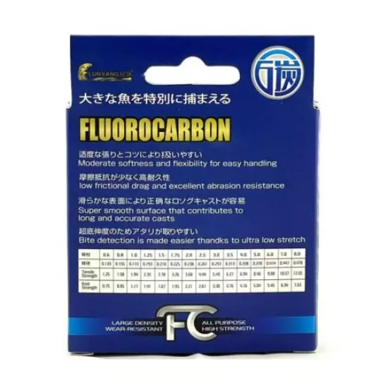 LUNYANG 100%Fluorocarbon Fishing Line 100yd 0.313MM 14LB FREE USA SHIPPING-Clear