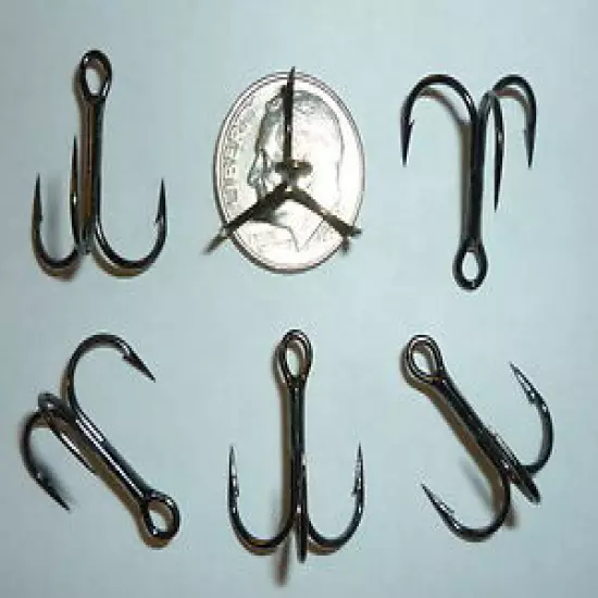 (100) VMC REGULAR-SHANK 1X TREBLE HOOKS (SIZE 6) BLACK (9650BN) BULK 9650 