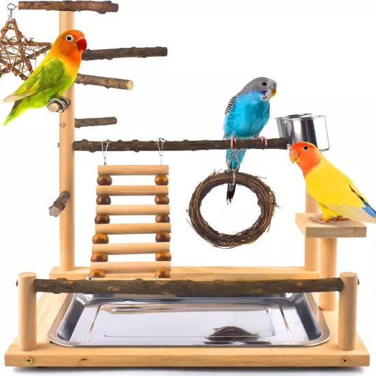 KATUMO Bird Playground Perch Stand Natural Parrot Playstand 